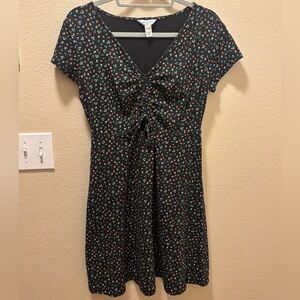 Black keyhole floral dress